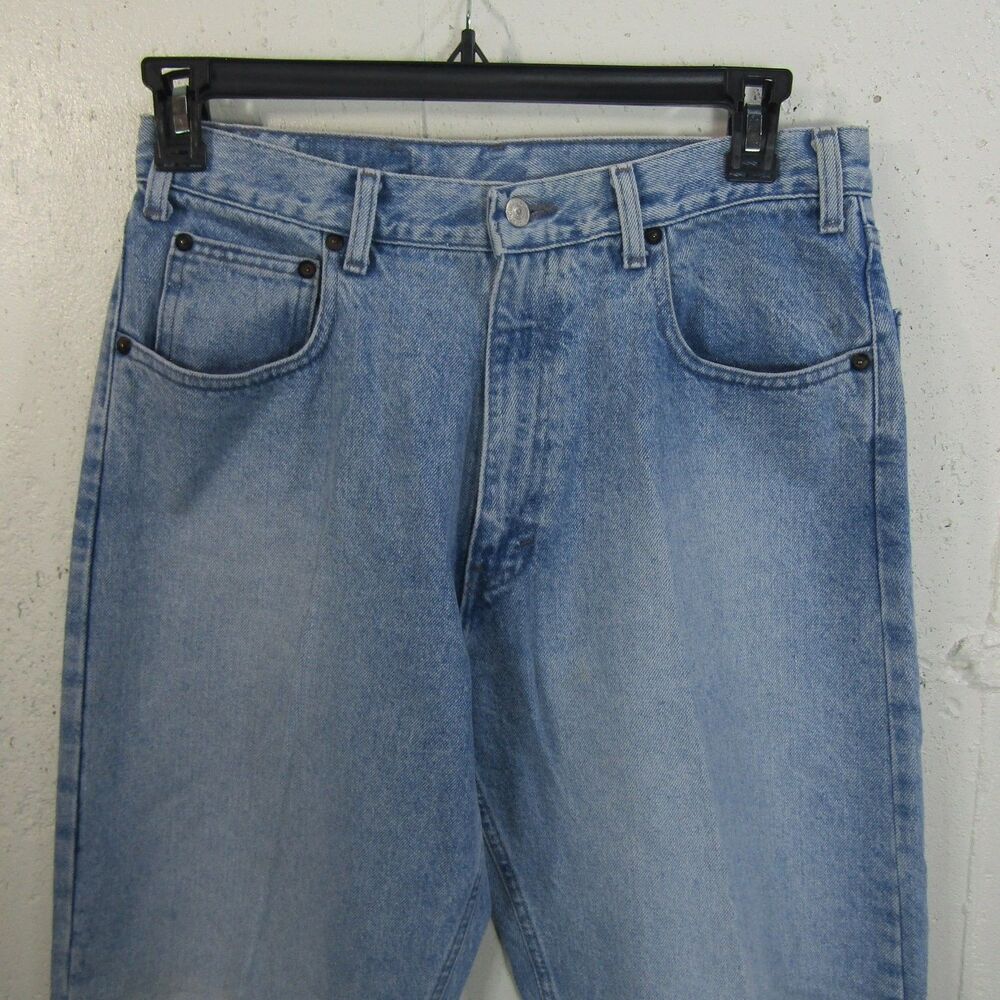 Vintage County Seat Easy Fit Jeans Men's 34x30 Light Wash Blue Denim Made in USA